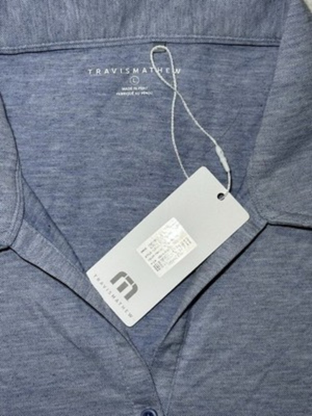 NEW TravisMathew Women's (L)Featherweight Active Sleeveless Golf Polo Blue Read* - Picture 2 of 5